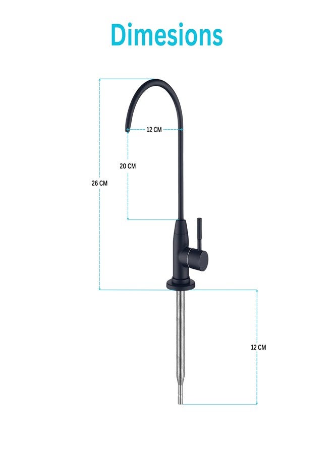 Shapure Stainless Steel Faucet Tap | Black Matt Finish | Durable Drinking Water Filter Faucet Tap - Ideal for Undersink RO Water Purifiers | Sleek, Leakproof, and Corrosion-Resistant Design (Black) - Image 3